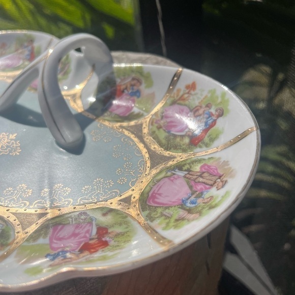 Arnart Creation Heart Courtship Vanity Dish Gold Trim Hand Painted Japan - Picture 10 of 12